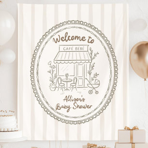 Custom Cafe Bebe Baby Shower Baby is Brewing Coffe Tapestry