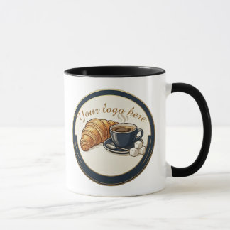 Custom Cafe Croissant Logo  Mug