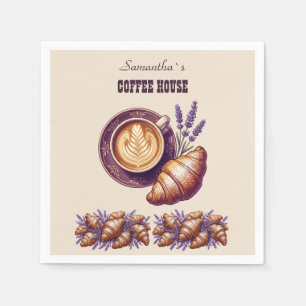 Custom Cafe Merch Vintage Croissant With Lavend Napkin
