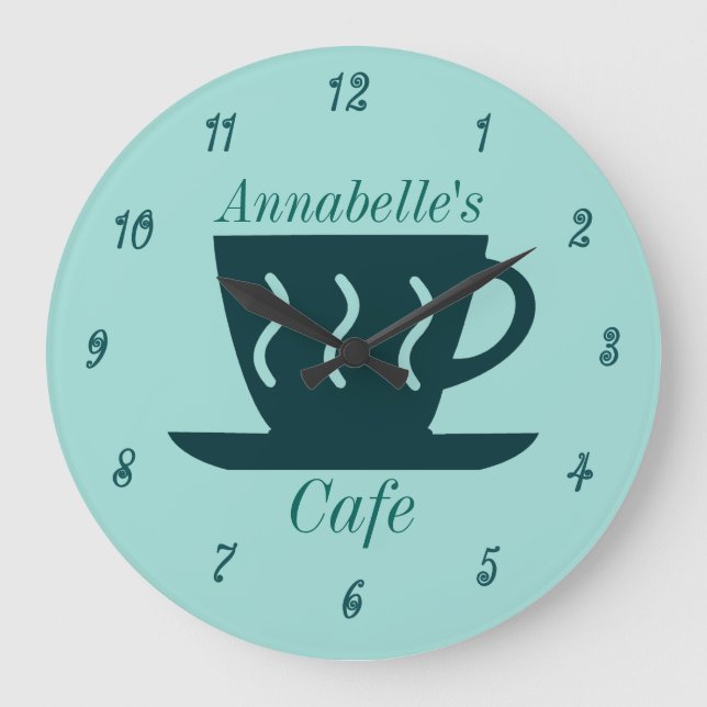 Custom Cafe or Diner Coffee Shop Large Clock (Front)