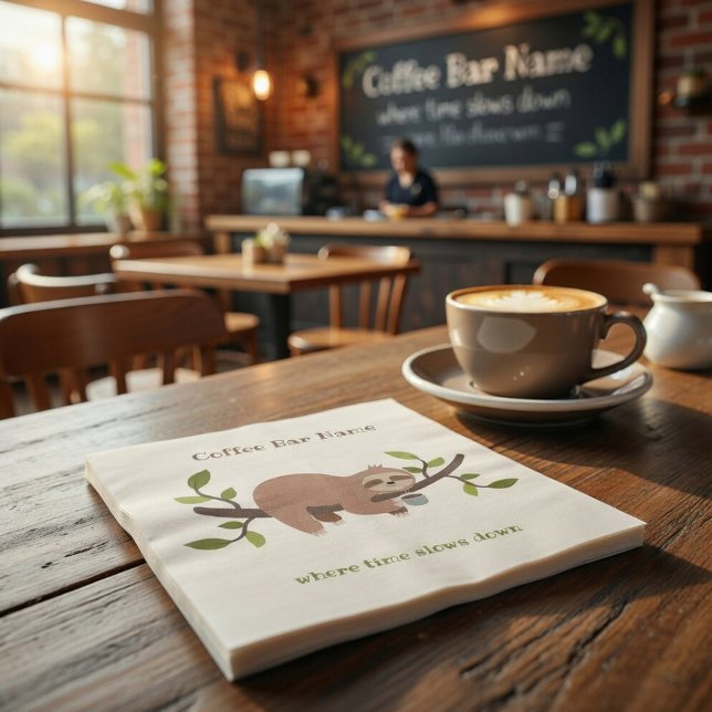 Custom Cafe Sloth Paper  Napkin (Creator Uploaded)