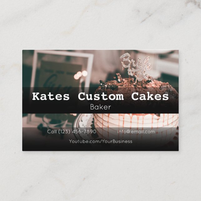 Custom Cake Baker Birthday Business Company Busine Business Card (Back)