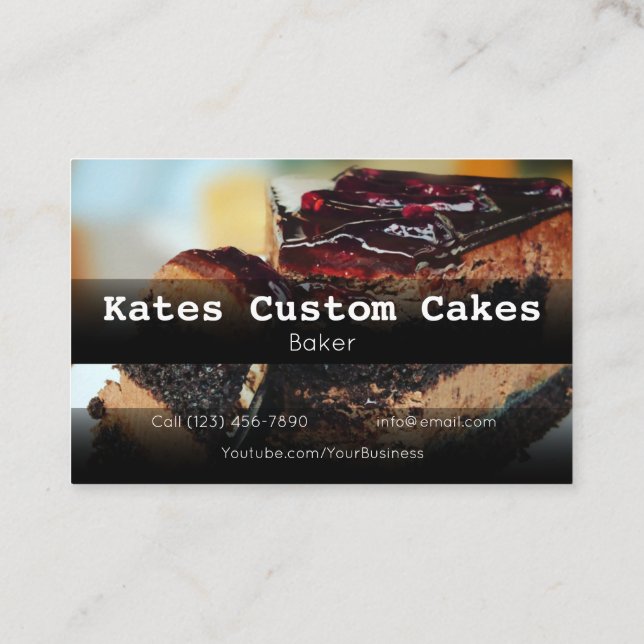 Custom Cake Baker Birthday Business Company Busine Business Card (Back)