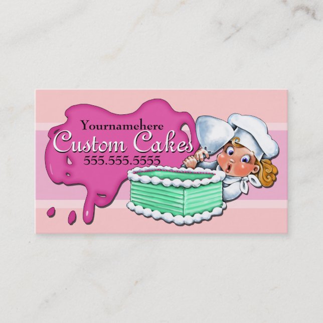 Custom Cake Decorating.Baking.Bakery.Custom text Business Card (Front)