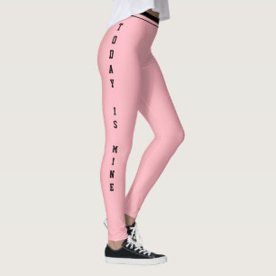Custom Cake Frosting Pink Black Monogram Birthday Leggings