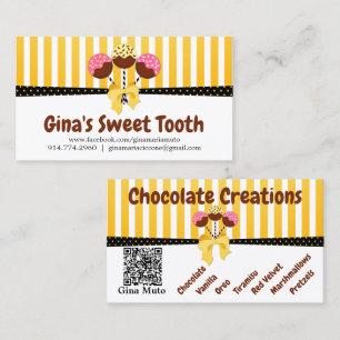 Custom Cake Pop Bakery with QR Code Business Card