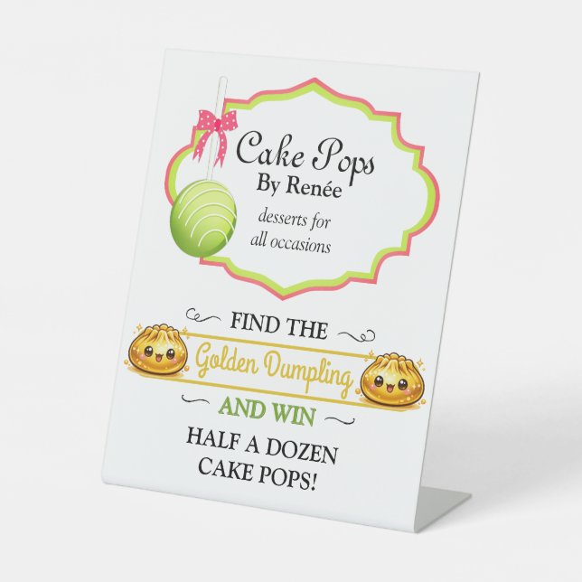 Custom Cake Pops Bakery V4 Pedestal Sign (Front)