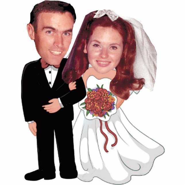 Custom Cake Topper | Wedding Anniversary Standing Photo Sculpture (Front)