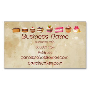 Custom Cake & Wedding Cake Design Bakers Magnetic Business Card