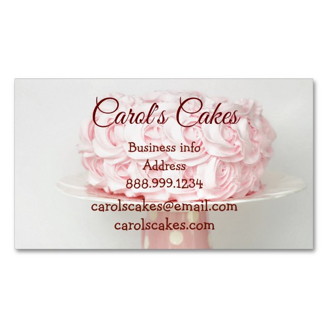 Custom Cake & Wedding Cake Design Bakers  Magnetic Business Card (Front)