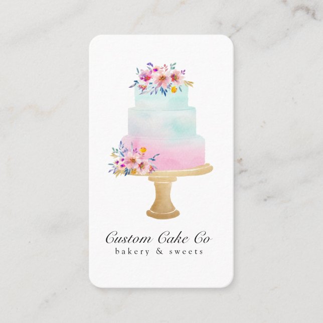 Custom Cakes Bakery Business Card (Front)