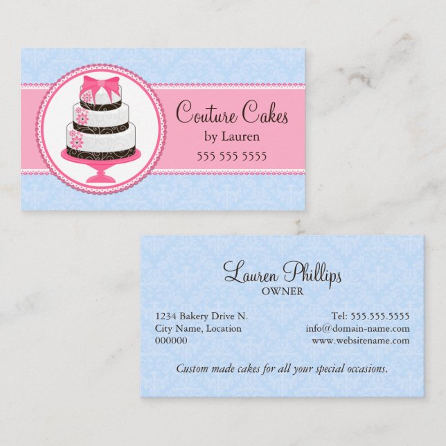 Custom Cakes Bakery Business Card (Front/Back)