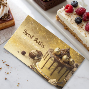 Custom Cakes Bakery pastry watercolor  Business Ca Business Card