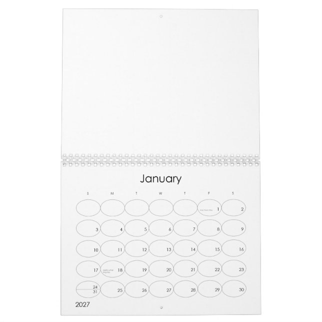 Custom Calendar  (Jan 2027)