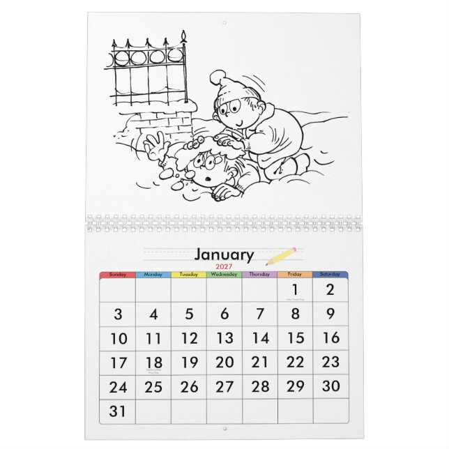 Custom Calendar Colouring Pages 2015 For Kids (Jan 2027)