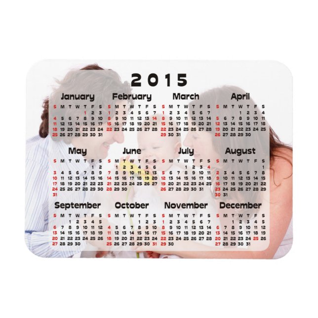 Custom Calendar + your own photo / backgr. / text Magnet (Horizontal)
