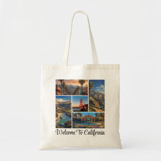 Custom California City Landmarks Photo Collage Tote Bag