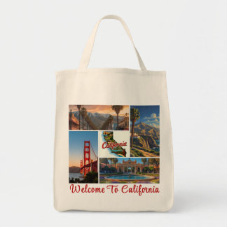 Custom California City Landmarks Photo Collage Tote Bag