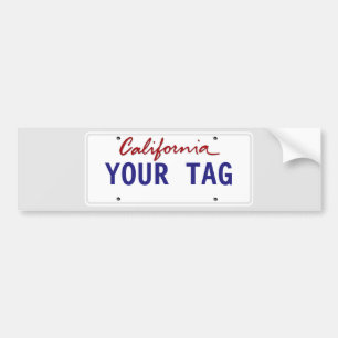 Custom California License Plate Bumper Sticker