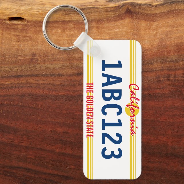 Custom California license plate retro style metal Key Ring (Front)