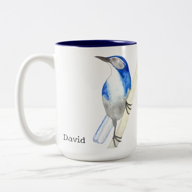 Custom California Scrub Jay Two-Tone Coffee Mug (Left)