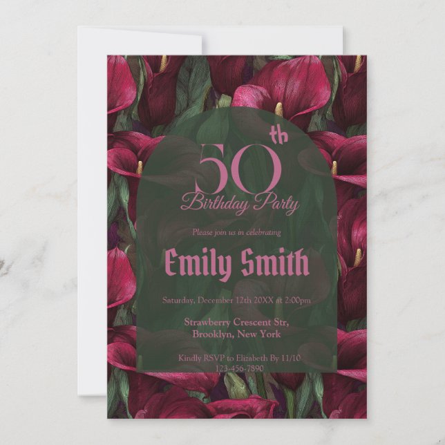 Custom Call Lilies Petal First Birthday Invitation (Front)