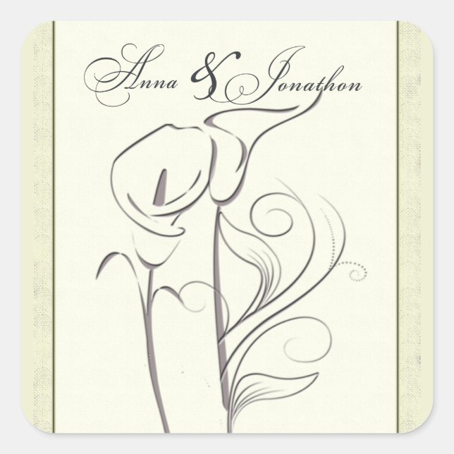 Custom Calla lily Wedding Sticker (Front)
