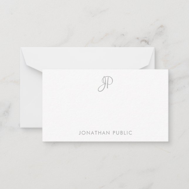 Custom Calligraphy Monogram Simple Personalised Card (Front)