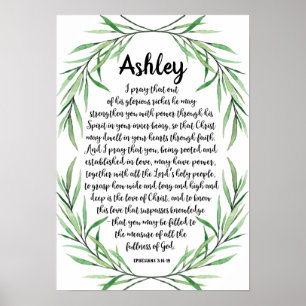 Custom Calligraphy Prayer Poster, Eph. 3:16-19 Poster