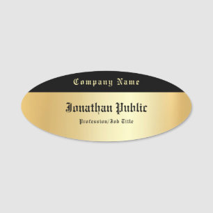 Custom Calligraphy Script Elegant Glamour Gold Name Tag
