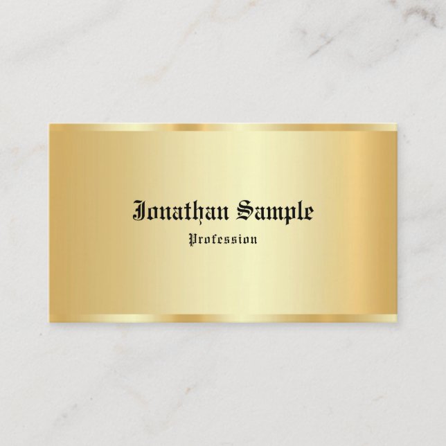 Custom Calligraphy Script Faux Gold Luxury Templat Business Card (Front)