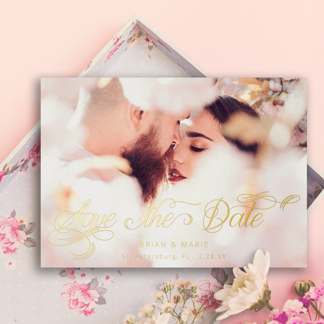 Custom Calligraphy Script Photo Save the Date  (Creator Uploaded)