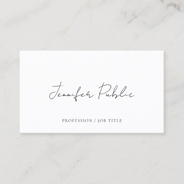 Custom Calligraphy Script Template Semi-Gloss Business Card (Front)