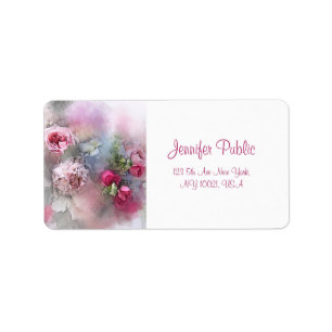 Custom Calligraphy Script Watercolor Flowers Label