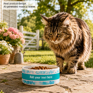 Custom Calm Blue Pet Name Bowl Design