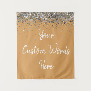 Custom Camel and Silver Birthday Party Photo Booth Tapestry