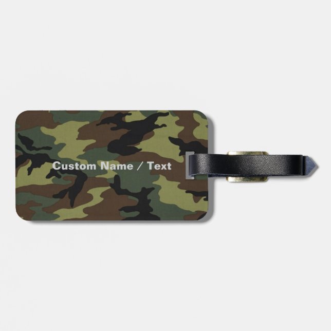 Custom Camo Luggage Tag - Name & Logo (Back Horizontal)