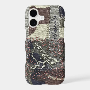 Custom Camouflage Textile Embroidery Look Bird 