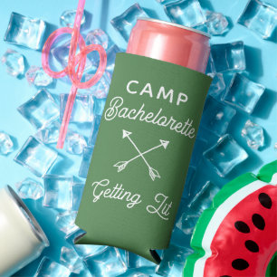 Custom Camp Bachelorette Green Seltzer Can Cooler