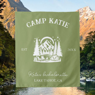 Custom Camp Bachelorette Party Camping Bridal Tapestry