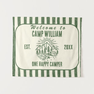 Custom Camp Birthday Tapestry – Rustic Mountain