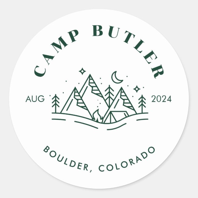 Custom Camp Name Round Sticker (Front)