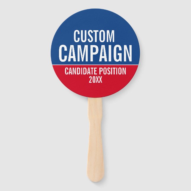 Custom Campaign Gear - Basic Red Blue Parade Hand Fan (Front)