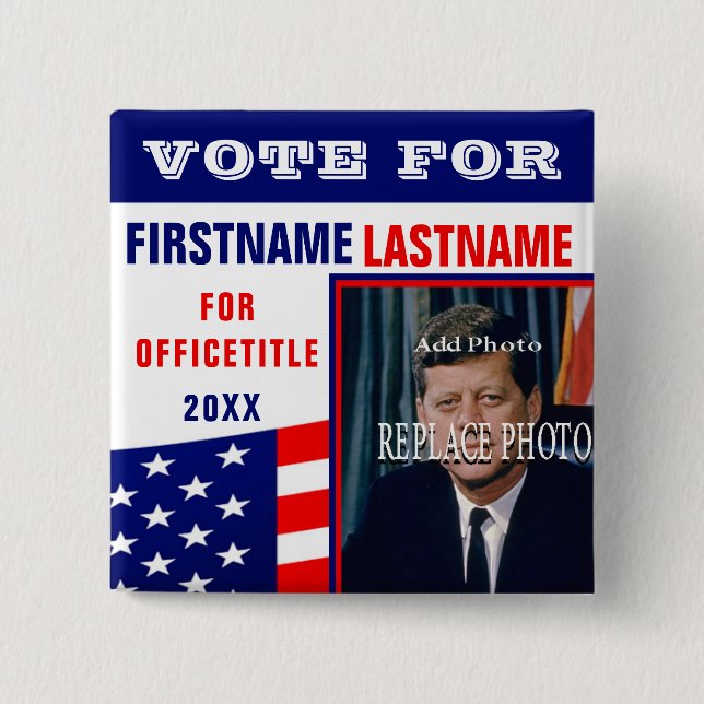 Custom Campaign Photo Button Template (Front)