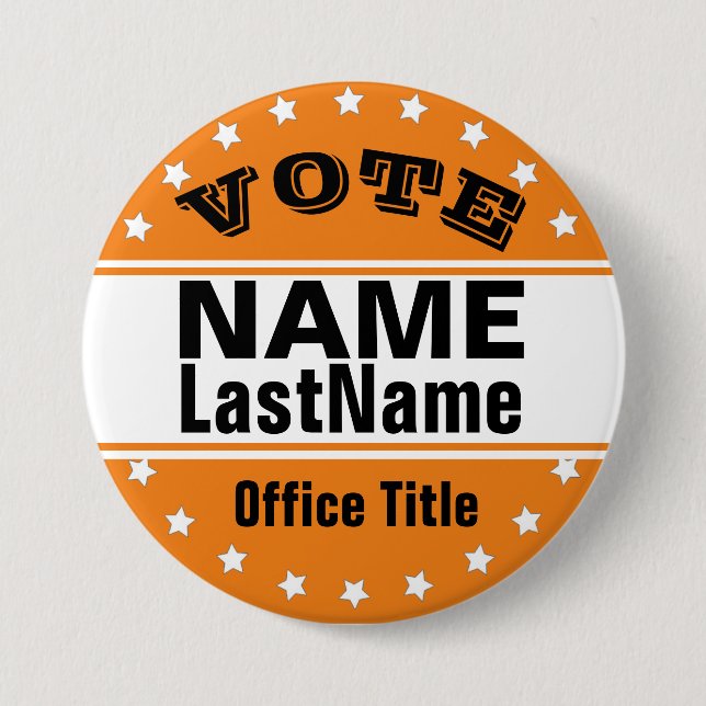 Custom Campaign Template Black / Orange 7.5 Cm Round Badge (Front)