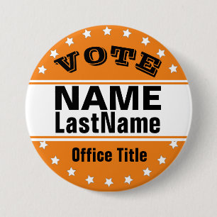 Custom Campaign Template Black / Orange 7.5 Cm Round Badge