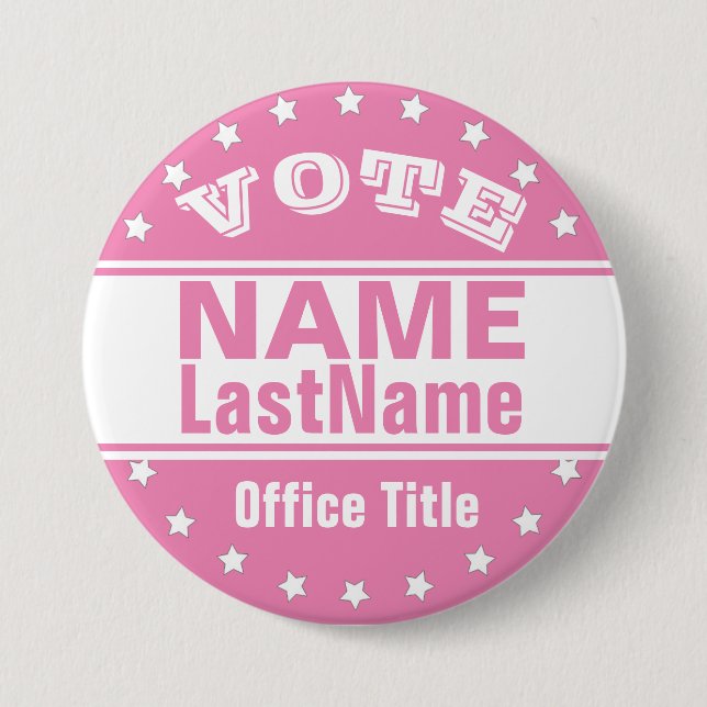 Custom Campaign Template Pink / White 7.5 Cm Round Badge (Front)