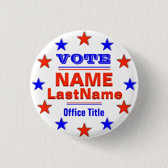 Custom Campaign Template with Stars 3 Cm Round Badge (Front)
