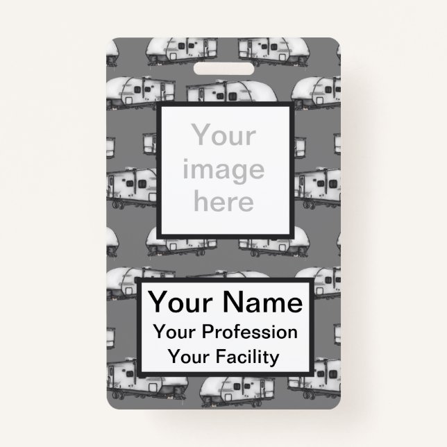 Custom Campers - Grey Badge ID Badge (Front)