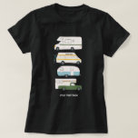 CUSTOM Campervan vanlife RV Trailer T-Shirt<br><div class="desc">Hit the road with this sweet tee with a vintage retro campervan trailer and truck camper. Customise it by adding text to the front or bacK and changing the colours. Check my shop for more!</div>